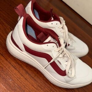 Vans White and Burgundy Ultrarange Sneakers
